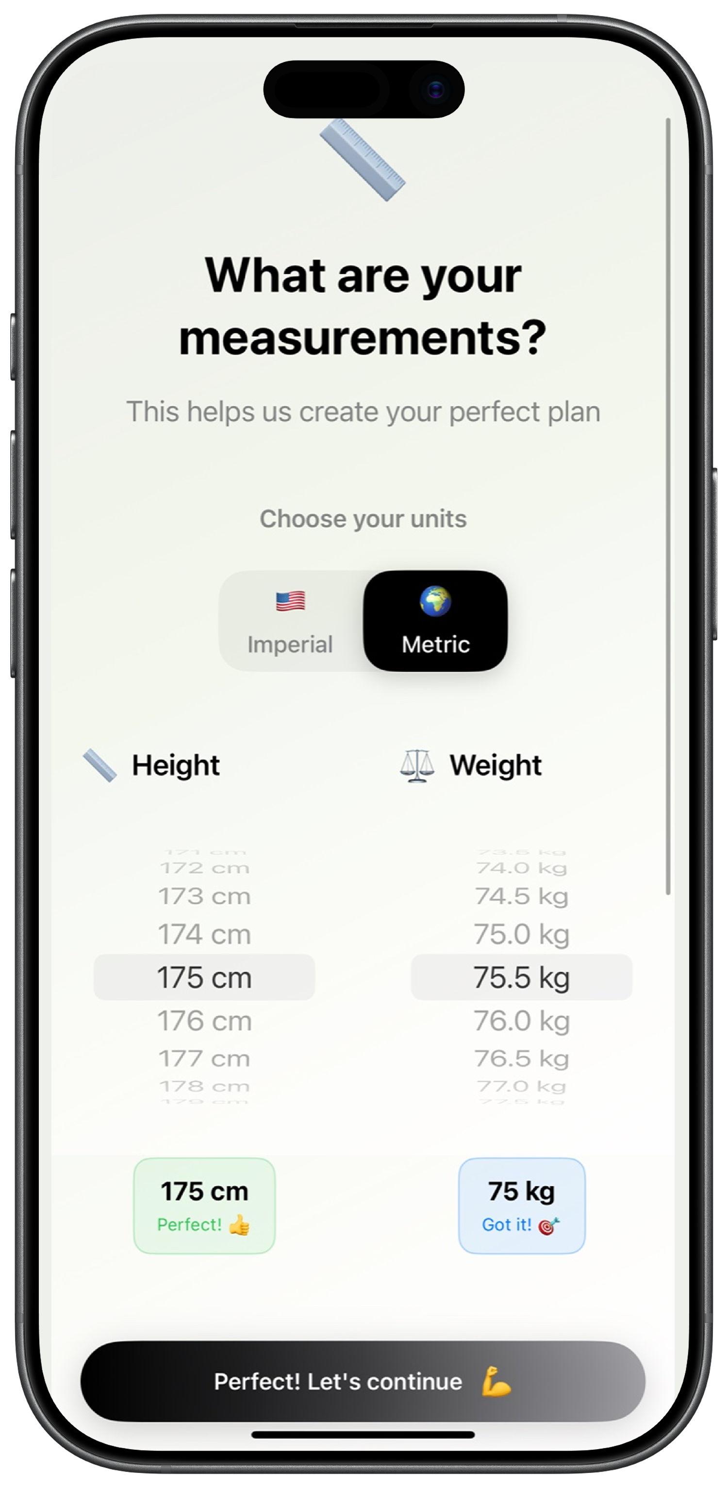 Portio AI goal setup screen